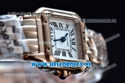 Cartier Santos 100 Japanese Miyota Quartz Rose Gold Case with White Dial Roman Numberal Markers and Rose Gold Bracelet