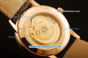 Vacheron Constantin Malte Swiss ETA 2836 Automatic Rose Gold Case with Rose Gold Diamond Bezel and White Dial-Alligator Strap