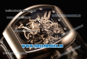 Franck Muller Vanguard Miyota Automatic Copy Tourbillon Rose Gold Case With Skeleton Dial Leather/Rubber Strap