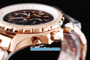 Breitling For Bentley Chronograph Quartz Movement with Black Dial and Rose Gold Honeycomb Bezel-SSband