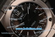 IWC Ingenieur Dual Time Swiss Valjoux 7750 Automatic Titanium Case with Black Dial and White Stick/Numeral Markers 1:1 Original