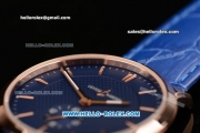 Ulysse Nardin Classico Miyota OS2035 Quartz Rose Gold Case with Stick Markers Blue Dial and Blue Leather Strap