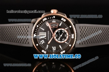Cartier Calibre de Cartier Diver Swiss ETA 2824 Automatic PVD Case with White Arabic Numeral Markers Rose Gold Bezel and Black Dial (ZF)