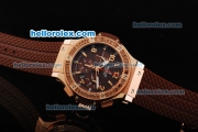 Hublot Big Bang Limited Edition Swiss Valjoux 7750 Automatic Movement Rose Gold Case with Diamond Bezel and Brown Dial