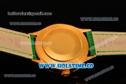 Rolex Cellini Time Asia 2813 Automatic Yellow Gold Case White Dial Green Leather Strap and Stick/Roman Numeral Markers