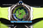 Audemars Piguet Royal Oak Offshore Diver Asia 2813 Automatic Steel Case with Green Dial and Stick Markers Green Rubber Strap (EF)