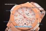 Hublot Big bang Swiss Valjoux 7750 Automatic Rose Gold Case with White Dial and Rose Gold/Ceramic Bracelet