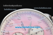 IWC Portuguese Chrono Miyota Quartz Full Steel with Pink Dial and Arabic Numeral Markers