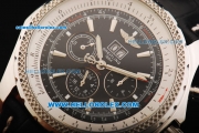 Breitling Bentley Big Date Automatic Movement Steel Case with Black Dial and Black Leather Strap