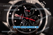 Omega Seamaster Diver 300M Co-Axial Chrono Swiss Valjoux 7753 Automatic Steel Case with Black Dial and White Markers