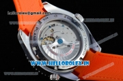 Omega Seamaster Planet Ocean GMT Asia 2813 Automatic Steel Case with Black Dial Orange Rubber Strap and Orange Bezel