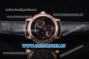 Audemars Piguet Jules Audemars Dual Time Asia ST25 Automatic Rose Gold Case Black Dial Stick Markers and Black Leather Strap