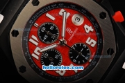 Audemars Piguet Royal Oak Offshore Swiss Valjoux 7750 Automatic Movement with Red Dial and White Numeral Markers-Run 12 Second