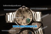 Cartier Ballon Bleu De Large Japanese Miyota 9015 Automatic Steel Case White Dial Roman Numeral Markers With Steel Bezel Steel Bracelet