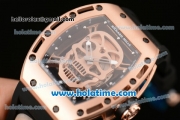 Richard Mille RM52-01 AN CA-CE Swiss ETA 2671 Automatic Rose Gold Case with Black Rubber Bracelet White Markers and Skeleton Dial - 1:1 Original