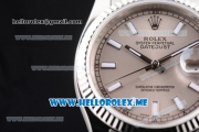 Rolex Datejust Clone Rolex 3135 Automatic Stainless Steel Case/Bracelet with Grey Dial and Stick Markers (BP)