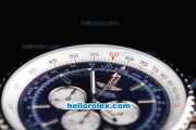 Breitling Navitimer Chronograph Quartz Movement Silver Case with Blue Dial and SS Strap-Stick Markers