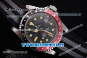 Rolex GMT-Master Asia 2813 Automatic Steel Case with Black Dial Black/Grey Nylon Strap and Yellow Markers
