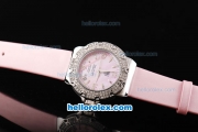Tag Heuer Formula 1 Quartz Movement Silver Case with Diamond Bezel-Pink Dial and Pink Leather Strap-Lady Size