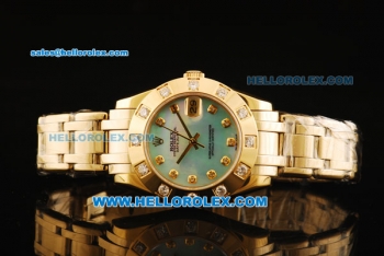 Rolex Datejust Automatic Movement Full Gold with Blue MOP Dial and Diamond Markers/Bezel-ETA Coating Case