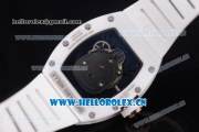 Richard Mille RM052 Miyota 9015 Automatic Ceramic Case with Skull Dial and White Rubber Strap Dot Markers