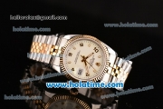 Rolex Datejust Swiss ETA 2836 Automatic 18K Yellow Gold/Steel Case with 18K Yellow Gold Bezel and Beige Dial (BP)