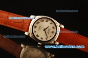 Rolex Cellini Swiss Quartz Steel Case with Silver Dial and Brown Leather Strap-Roman Markers