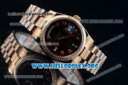 Rolex Day-Date Swiss ETA 2836 Automatic Rose Gold Case with Brown Dial Diamonds Markers and Rose Gold Bracelet (BP)