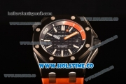 Audemars Piguet Royal Oak Offshore Diver Asia Automatic PVD Case with Black Dial Orange Rubber Strap and White Stick Markers (EF)