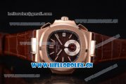 Patek Philippe Nautilus Clone PP 315 Automatic Rose Gold Case with Brown Dial Stick/Arabic Numeral Markers and Brown Leather Strap (BP)