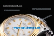 Rolex Datejust II Asia 2813 Automatic Two Tone Case/Bracelet with White Dial and Diamonds Markers (BP)