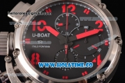 U-Boat U-51 Chimera Watch Limited Edition Chrono Miyota Quartz Steel Case with Black Dial and Red Arabic Numeral Markers