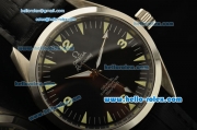 Omega Railmaster Automatic Movement Steel Swiss Coating Case with Black Dial and Green Markers