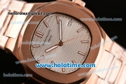 Patek Philippe Nautilus Automatic Full Rose Gold with White Dial and Stick Markers