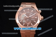 Vacheron Constantin Overseas Dual Time Asia ST30 Automatic Rose Gold Case with Brown Dial Stick Markers and Brown Rubber Strap