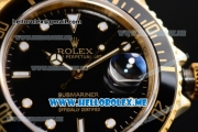 Rolex Submariner Clone Rolex 3135 Automatic Yellow Gold Case/Bracelet with Black Dial and Dot Markers (BP)