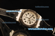 Audemars Piguet Royal Oak Offshore Chronograph Swiss Valjoux 7750 Automatic Movement Steel Case with White Dial and Black Leather Strap