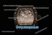 Richard Mille RM 055 Bubba Watson Tourbillon Manual Winding PVD Case with Skeleton Dial Black Rubber Strap and Dot Markers