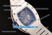 Richard Mille RM 055 9015 Auto Ceramic Case with Skeleton Dial and White Rubber Strap - 1:1 Origianl (KV)