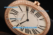 Cartier Baignoire Swiss Quartz Movement Rose Gold Case with Diamond Bezel and Black Leather Strap