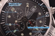 Omega Seamaster Chronograph Miyota Quartz Movement Steel Case with Black Dial and Dot Markers