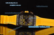 Richard Mille RM011 Swiss Valjoux 7750-SHG Automatic Black PVD Case with Yellow Rubber Strap and Skeleton Dial