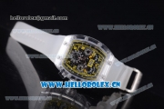 Richard Mille RM 011 Felipe Massa Flyback Chronograph Swiss Valjoux 7750 Automatic Sapphire Crystal Case with Skeleton Dial Yellow Inner Bezel and Aerospace Nano Translucent Strap