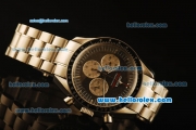 Omega Speedmaster Chronograph Quartz Full Steel with Black Dial and Black Bezel- SS Strap
