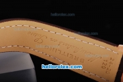 Breitling for Bentley Motors T Working Chronograph Rose Gold Case with White Dial Brown Leather Strap