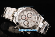 Rolex Daytona Swiss ETA 7750 Automatic Movement Full Steel with Numeral Markers and White Dial