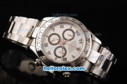 Rolex Daytona Swiss ETA 7750 Automatic Movement Full Steel with Numeral Markers and White Dial