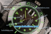 Rolex Submariner Asia 2813 Automatic PVD Case with Green Markers and Carbon Fiber Dial