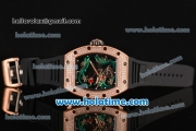 Richard Mille Tourbillon RM 057 Dragon Swiss ETA 2824 Automatic Rose Gold&Diamonds Case with Black Rubber Strap and Green Dragon Dial