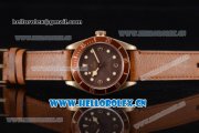 Tudor Heritage Black Bay Swiss ETA 2824 Automatic Bronze Case with Brown Dial Brown Leather Strap and Dot Markers - 1:1 Original (ZF)